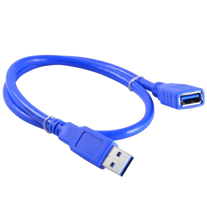 JacobsParts USB 3.0 A-Male to A-Female Extension Cable, 3 Feet / 1 Meter, Blue